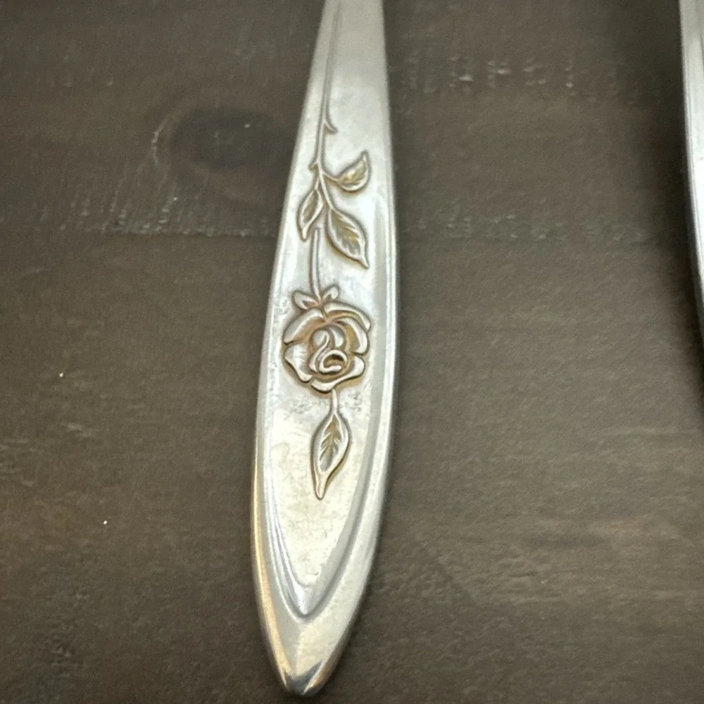 Oneida Community My Rose 3 Piece Serving + 3 Stainless Flatware Pieces FW93